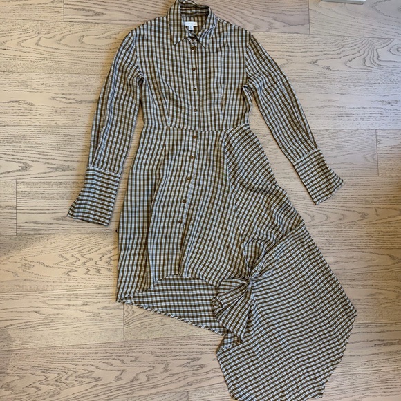 TOPSHOP Asymmetric Midi Dress, Plaid, Button-down, Cuffs, Women’s US 6 - Picture 11 of 15